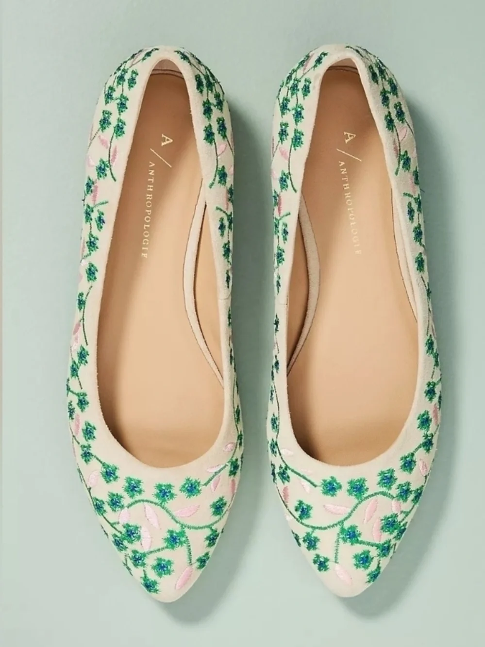 Anthropologie Floral Vine Ballet Flats